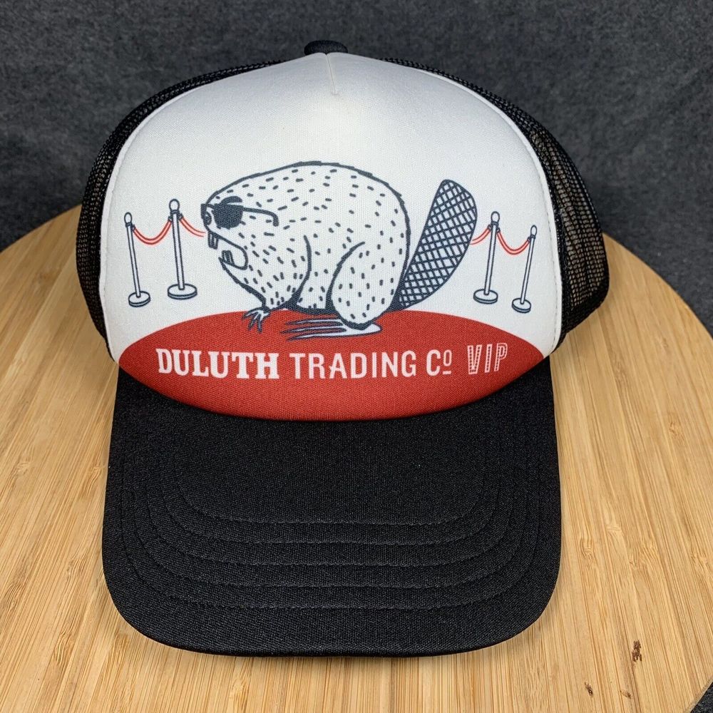 Duluth Trading Company VIP‎ Black And White Snapback Cap Trucker Hat New